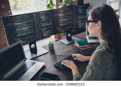 Woman typing on keyboard